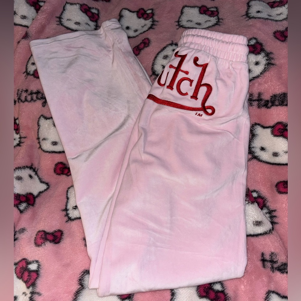 von dutch velour light pink wide leg pants